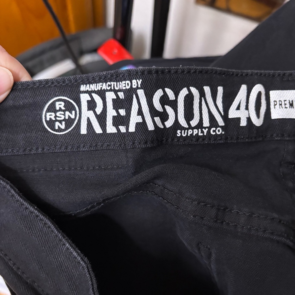 Reason NY Black Graphic Jeans Size 40 - Picture 5 of 7